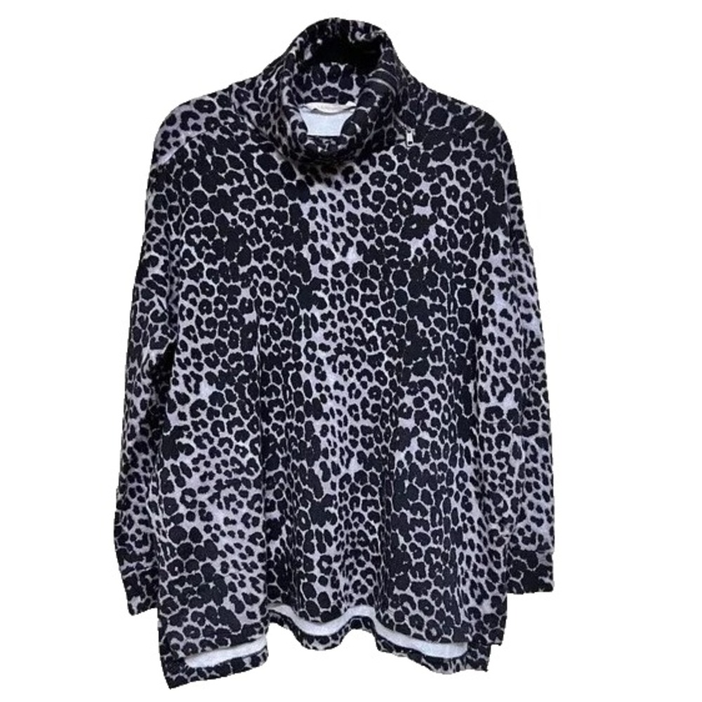 Soft Surroundings Felina Leopard Print Turtleneck Tunic Sweater‎ Top Women's XL